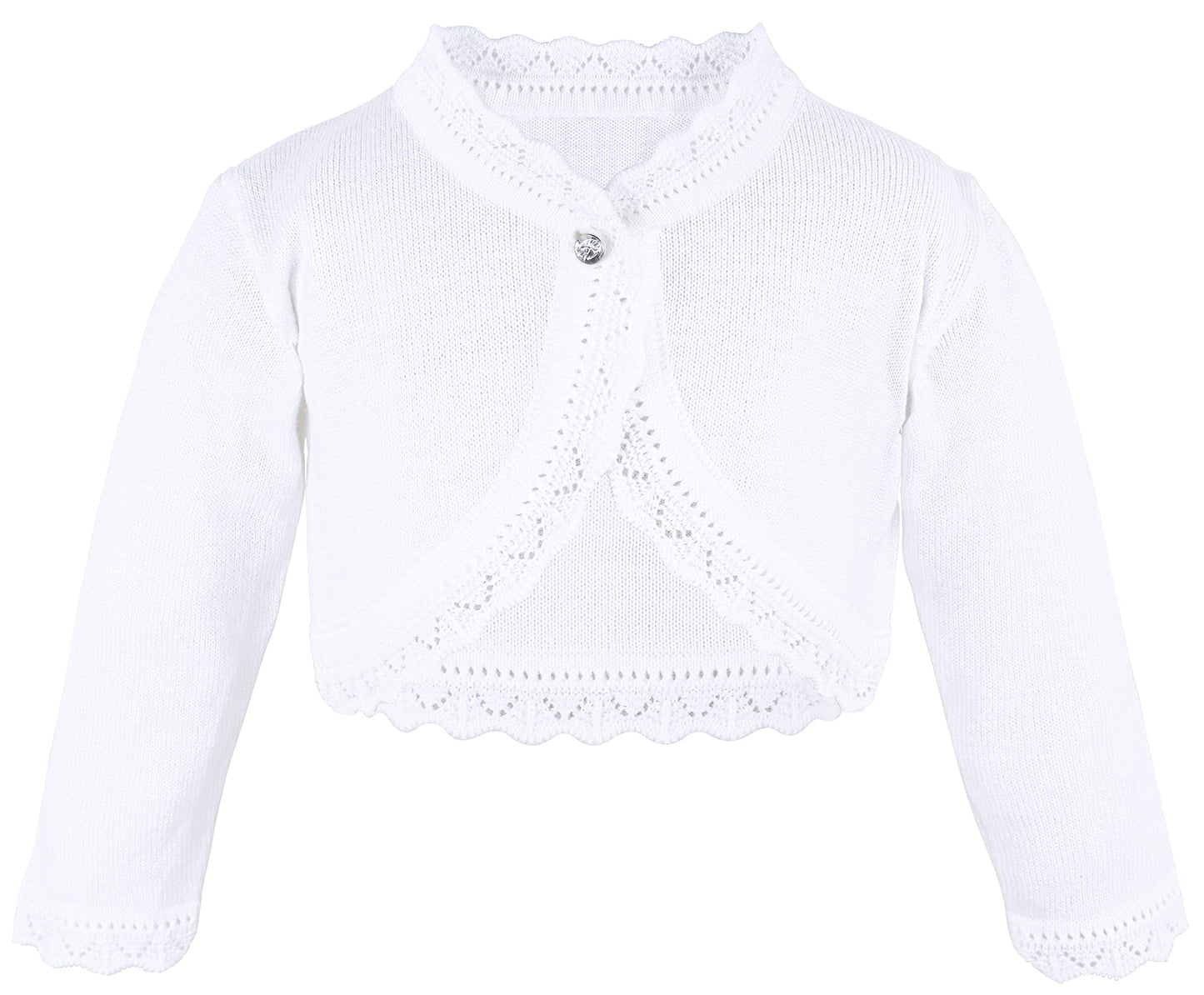 Lilax Baby Girls Knit Long Sleeve Button Closure Bolero Cardigan Shrug 9-12 Months White