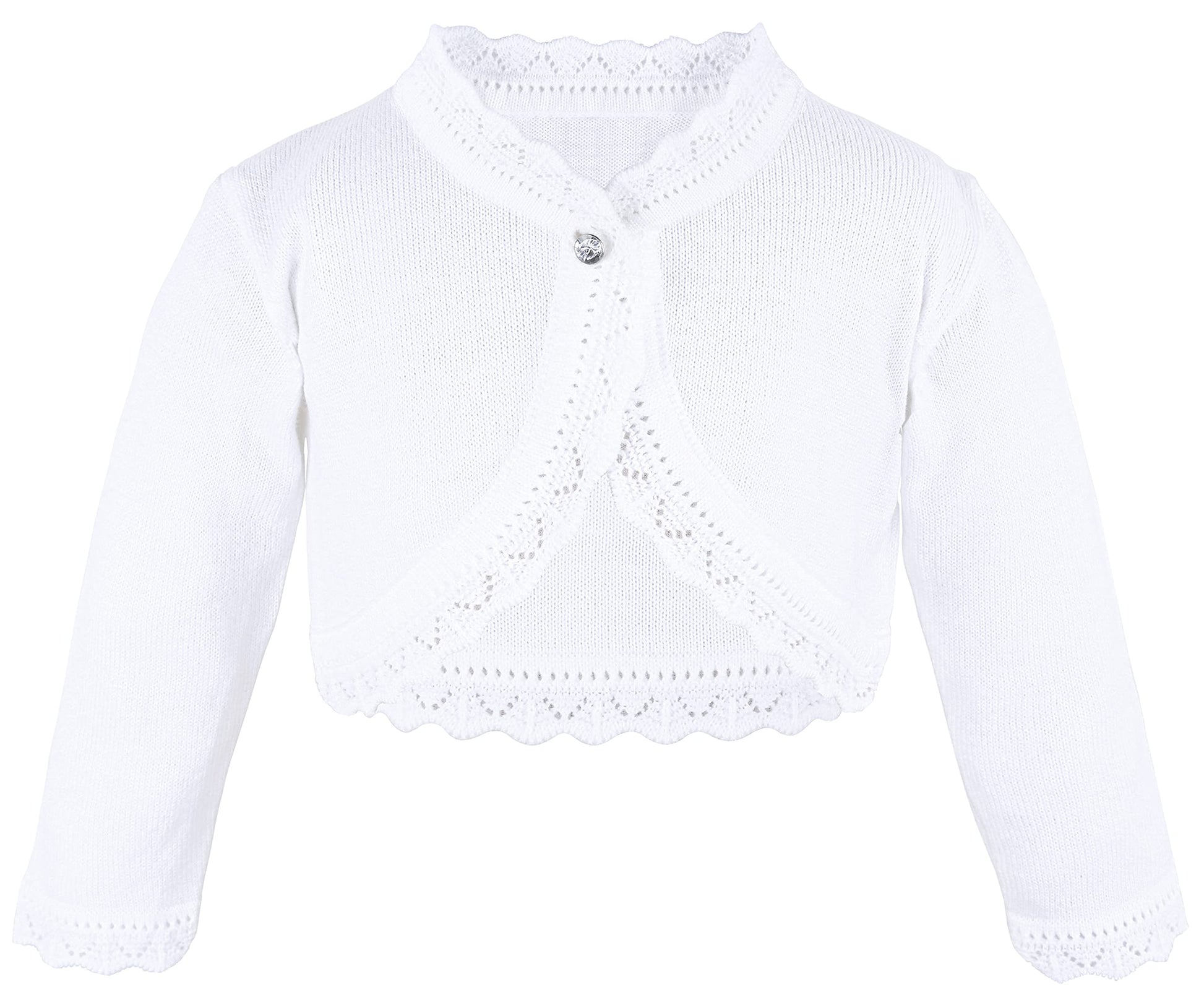 Lilax Baby Girls Knit Long Sleeve Button Closure Bolero Cardigan Shrug 9-12 Months White