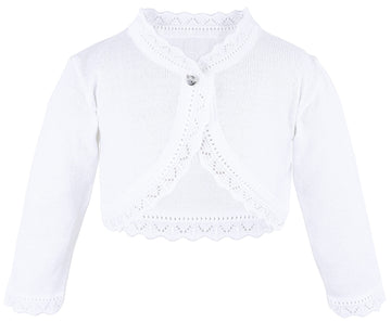 Lilax Baby Girls Knit Long Sleeve Button Closure Bolero Cardigan Shrug 9-12 Months White