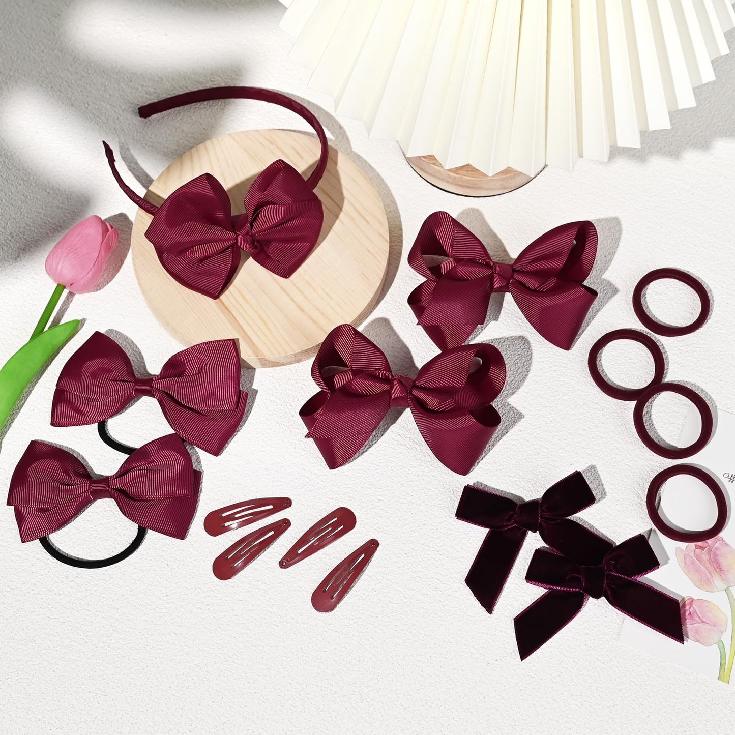Deeka Hair Accessories, 15 Pieces Uniform Hair Bows, Hair Clips, Headband, Hair Ties Set For Little School Girls - Black