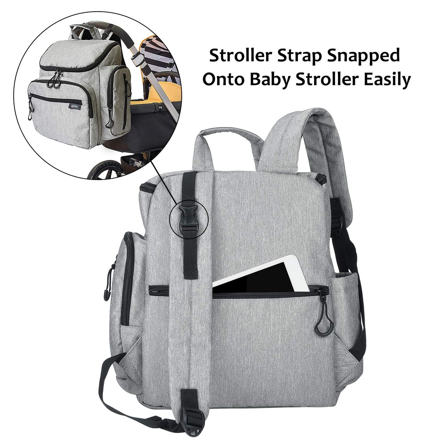 Baby Diaper Bag Backpack With Changing Pad, Changing Backpack With 13 Pockets And Stroller Straps, Large Capacity, Grey, Best Gi