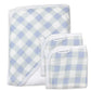 Honestbaby 3Piece Organic Cotton Hooded Towel & Washcloth Set, Blue Painted Buffalo Check, One Size