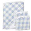 Honestbaby 3Piece Organic Cotton Hooded Towel & Washcloth Set, Blue Painted Buffalo Check, One Size
