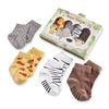 Baby Aspen, 'Sock Safari' Four-Pair Animal-Themed Baby Socks Set, 0-6 Months