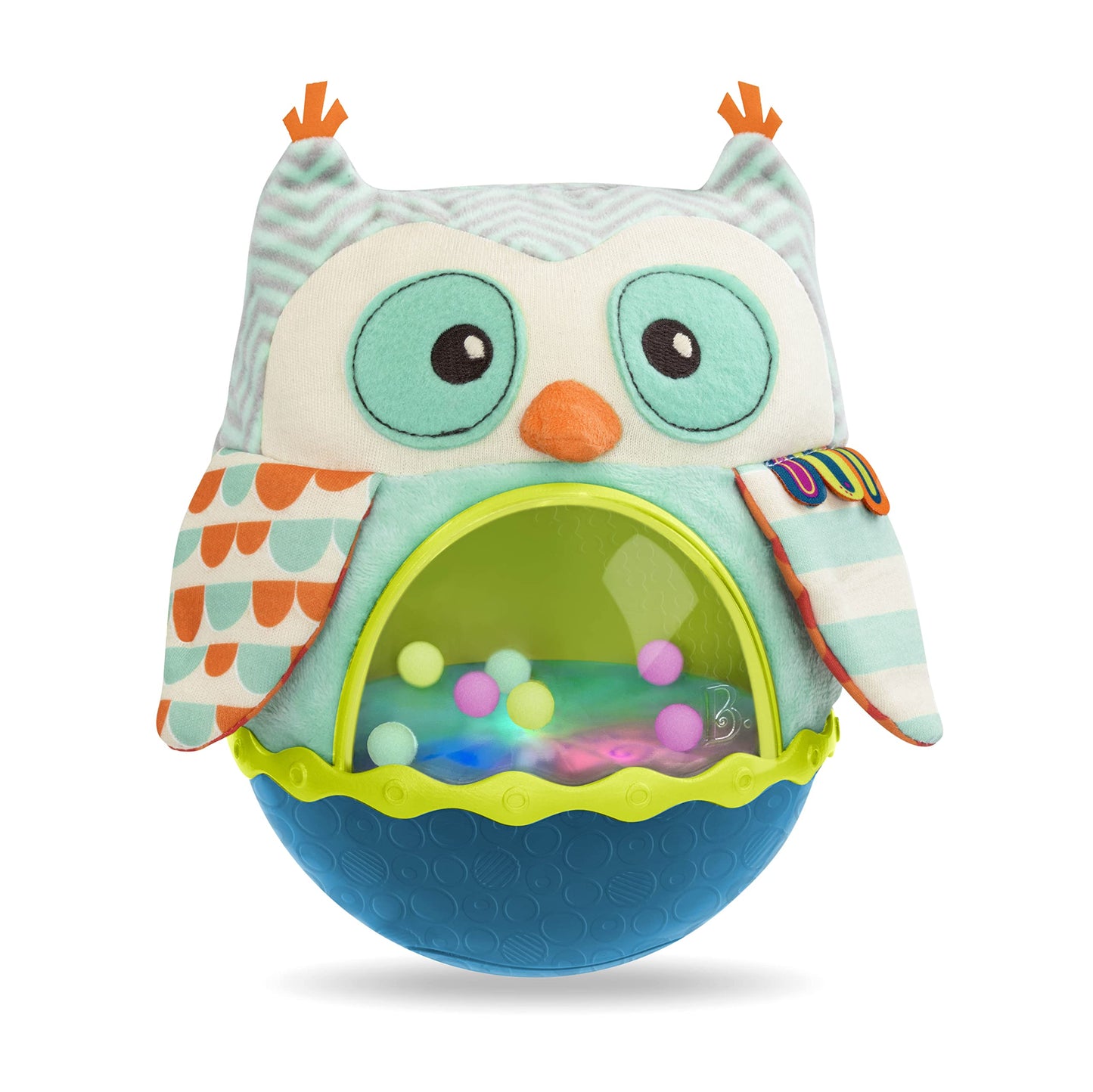 B. toys- B. baby- Owl Be Back- Baby Toy- Crawling- Tummy Time- Sensory & Musical Toy for Babies- Wobbling Toy with Colorful Ball
