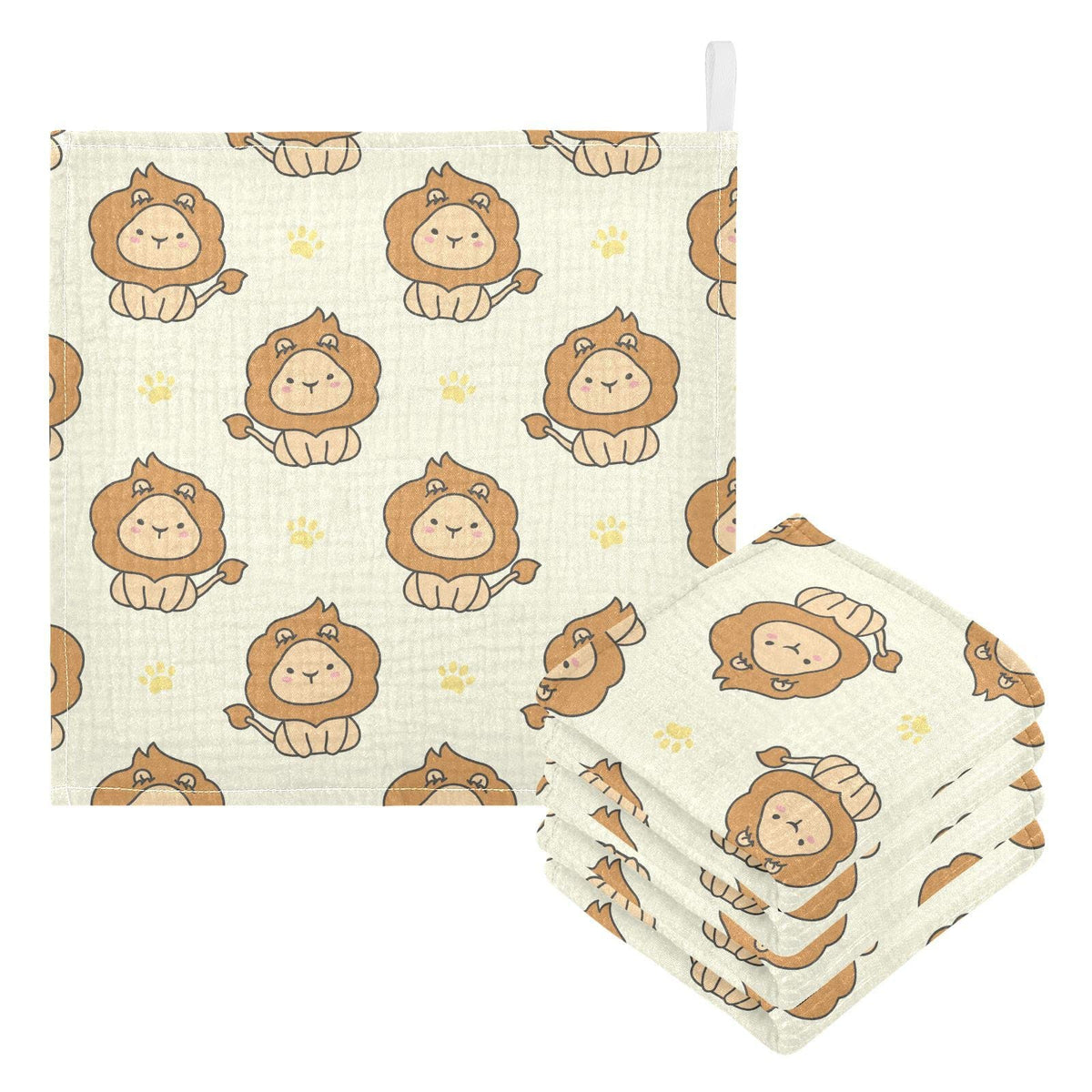 vvfelixl Baby Washcloths Cotton Cute Lion Baby Muslin Washcloths Soft Baby Face Towel for Newborn Infants Baby Wipes, 11.8 X 11.