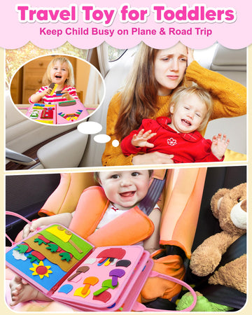Exorany Busy Board Montessori Toys for 1 2 3 4 Year Old Girl Birthday Gifts, Toddler Girl Toys Age 1-2, 2-4, Busy Book Sensory T