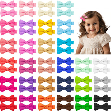 Hair Bows And 1.8' Alligator Clips Set: 60Pcs Fully Lined Hair Accessories For Girls, Toddlers, And Teens (30 Colors In Pairs)