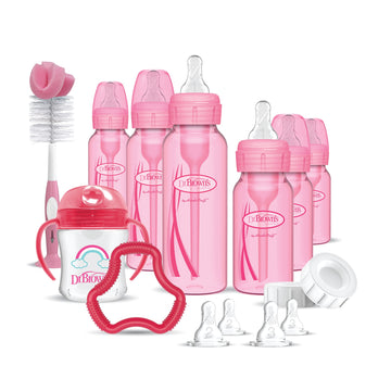 Dr. Brown'S Natural Flow Anti-Colic Options+ Special Edition Pink Baby Bottle Gift Set With Soft Sippy Spout Transition Cup, Fle