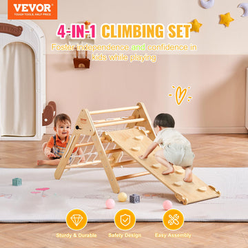 Vevor Pikler Triangle Set Climber 4 In 1, Montessori Foldable Climbing Set, Large Size Toddler Climbing Toys Indoor With Triangl