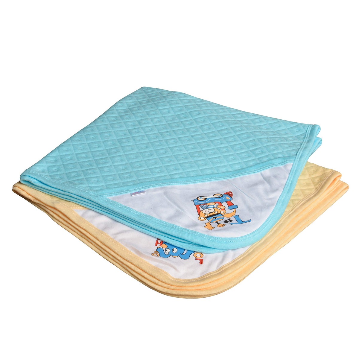 Catcub Ultra Soft Cotton Baby Hooded Towel Combo  Pack Of 2 (Blue & Cream)