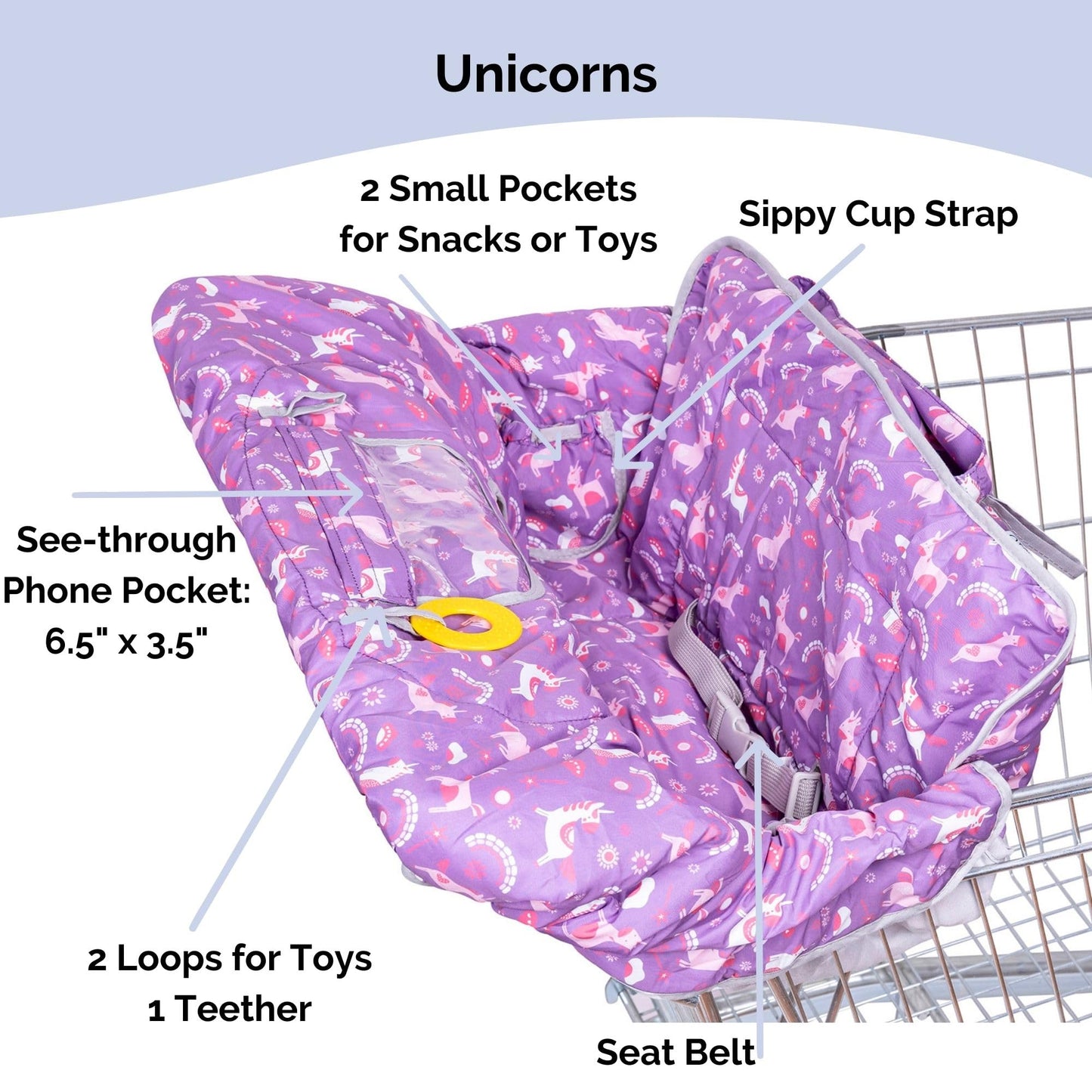 Suessie Shopping Cart Cover And High Chair Cover, Unicorns