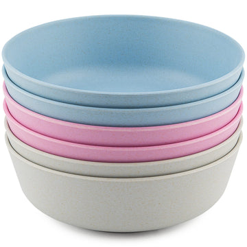 Bamboo Bowls - Set Of 6-18 Oz Bamboo Dishes For Kids & Adults - Dishwasher Safe Eco Friendly Baby Bowls For Self Feeding, Toddle