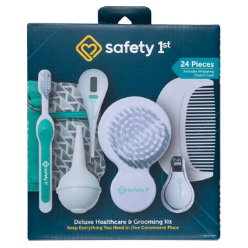 Safety 1St Deluxe Baby Healthcare And Grooming Kit, Pyramids Aqua, Newborn Baby Essentials, One Size, 24 Pieces