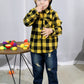 Younger Star Toddler Kidsbaby Boys Hooded Plaid Shirt Classical Shirt Hooded Jacket Fall Winter Clothes (Yellow, 18-24 Months)
