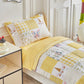 Joyreap 4 Piece Toddler Bedding Set For Girls- Butterflies Flowers Yellow N White Patchwork Design, Microfiber Toddler Bedding C