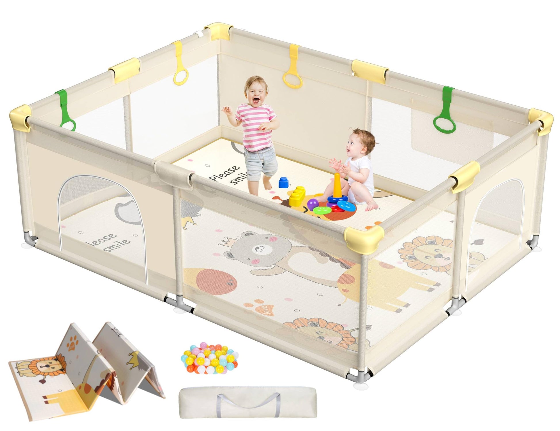 CoziBB Baby Playpen with Mat, 71    59 Extra Large Playpen for Toddler, Play Yard, Baby Fence Play & Sleep Area for Indoor & Out