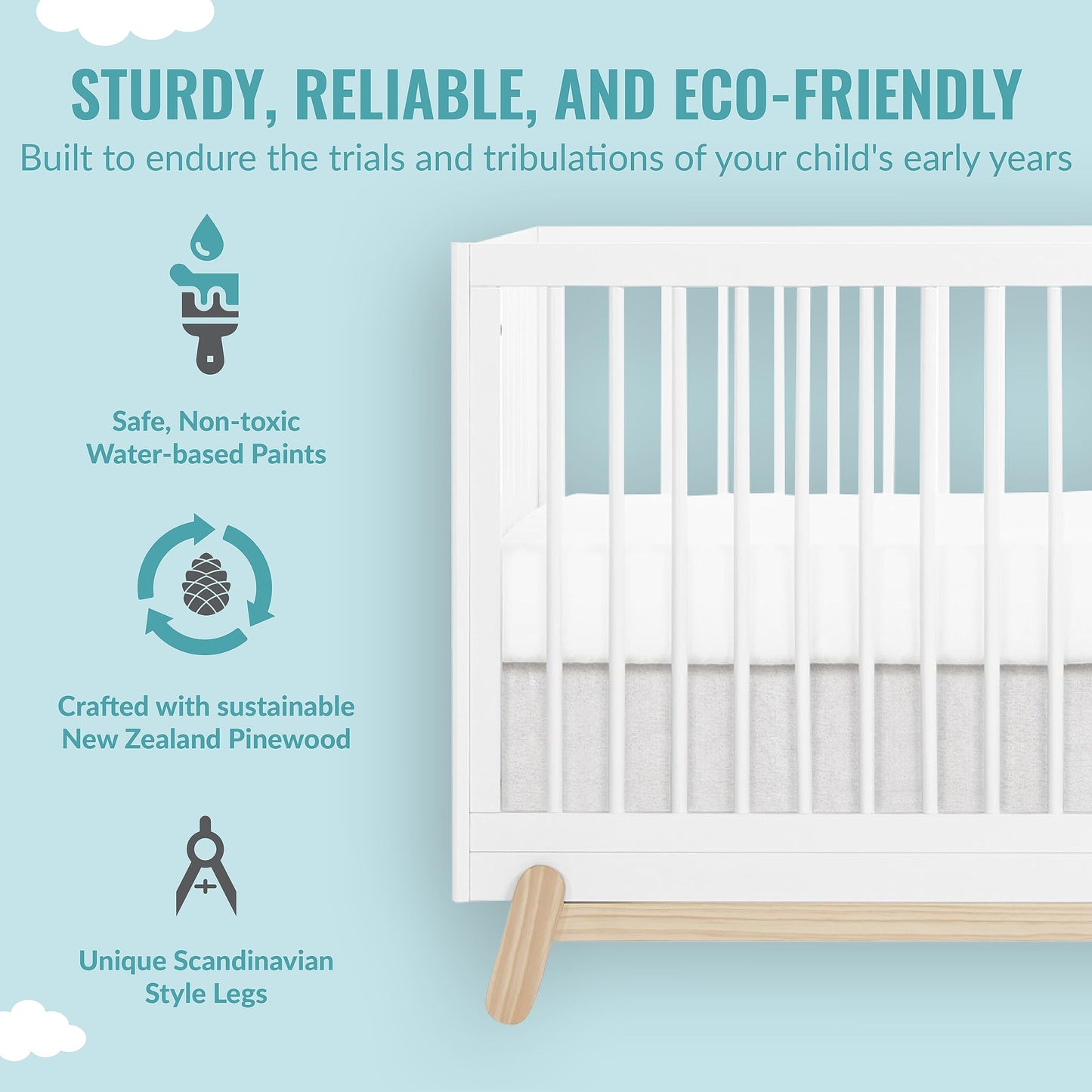 Dream On Me Hygge 5-In-1 Convertible Crib In Weathered Vintage Oak, Jpma & Greenguard Gold Certified, Made Of Sustainable Pinewo
