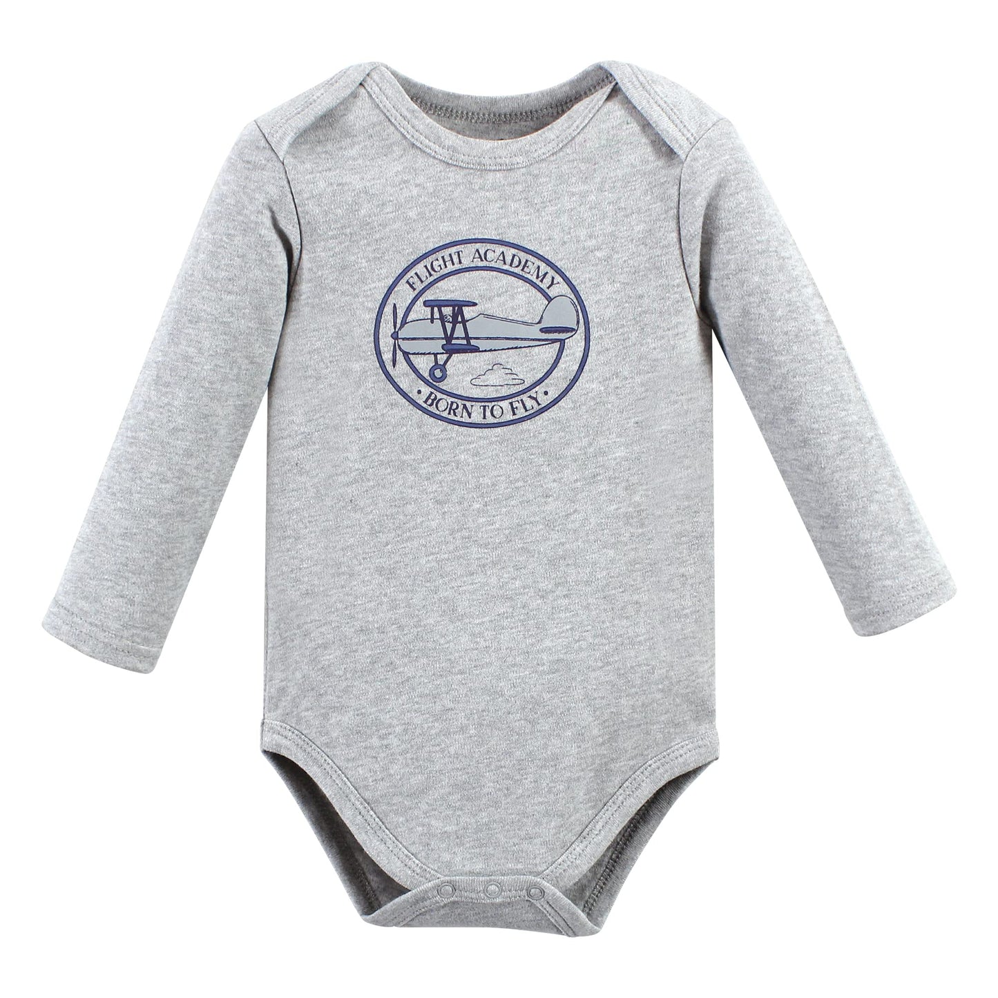 Hudson Baby Unisex Baby Cotton Long-Sleeve Bodysuits, Aviation, 0-3 Months