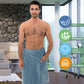 Towelselections Mens Shower Wrap Adjustable Cotton Terry Velour Wrap Gym Body Cover Up Small/Medium Navy