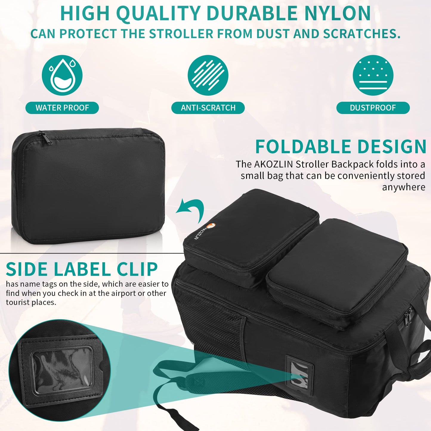 Akozlin Foldable Stroller Travel Bag Backpack 14.2''X8.7''X20.5''Compatible With Gb Pockit+ All City/Gb Pockit Air All Ter