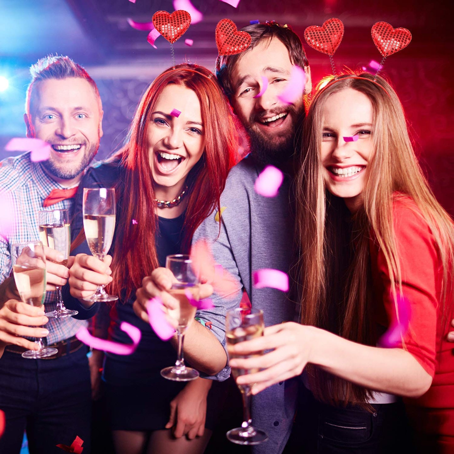 Heart Headbopper Eyeglasses Valentine'S Day Headband Hair Accessories For Holiday Costume Party Photo Booth 4 Pack