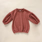 Toddler Baby Girl Sweater Round Neck Loose Long Sleeve Candy Color Knitted Pullover Tops Autumn Winter Sweatshirt (Reddish Brown
