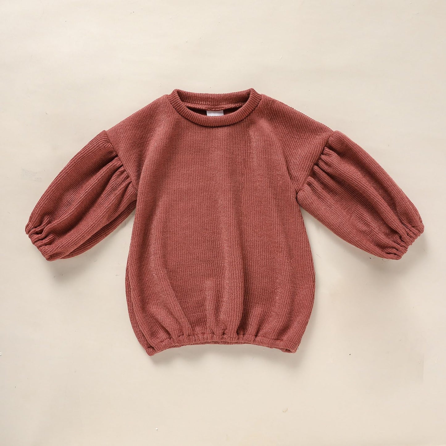 Toddler Baby Girl Sweater Round Neck Loose Long Sleeve Candy Color Knitted Pullover Tops Autumn Winter Sweatshirt (Reddish Brown