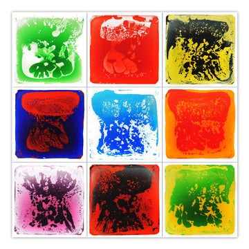 LONGKING 9 Pack 12 X 12 Sensory Tiles for Activity Play Centers for Children, Sensory Floor Tiles, Liquid Floor Tiles, Autism Se