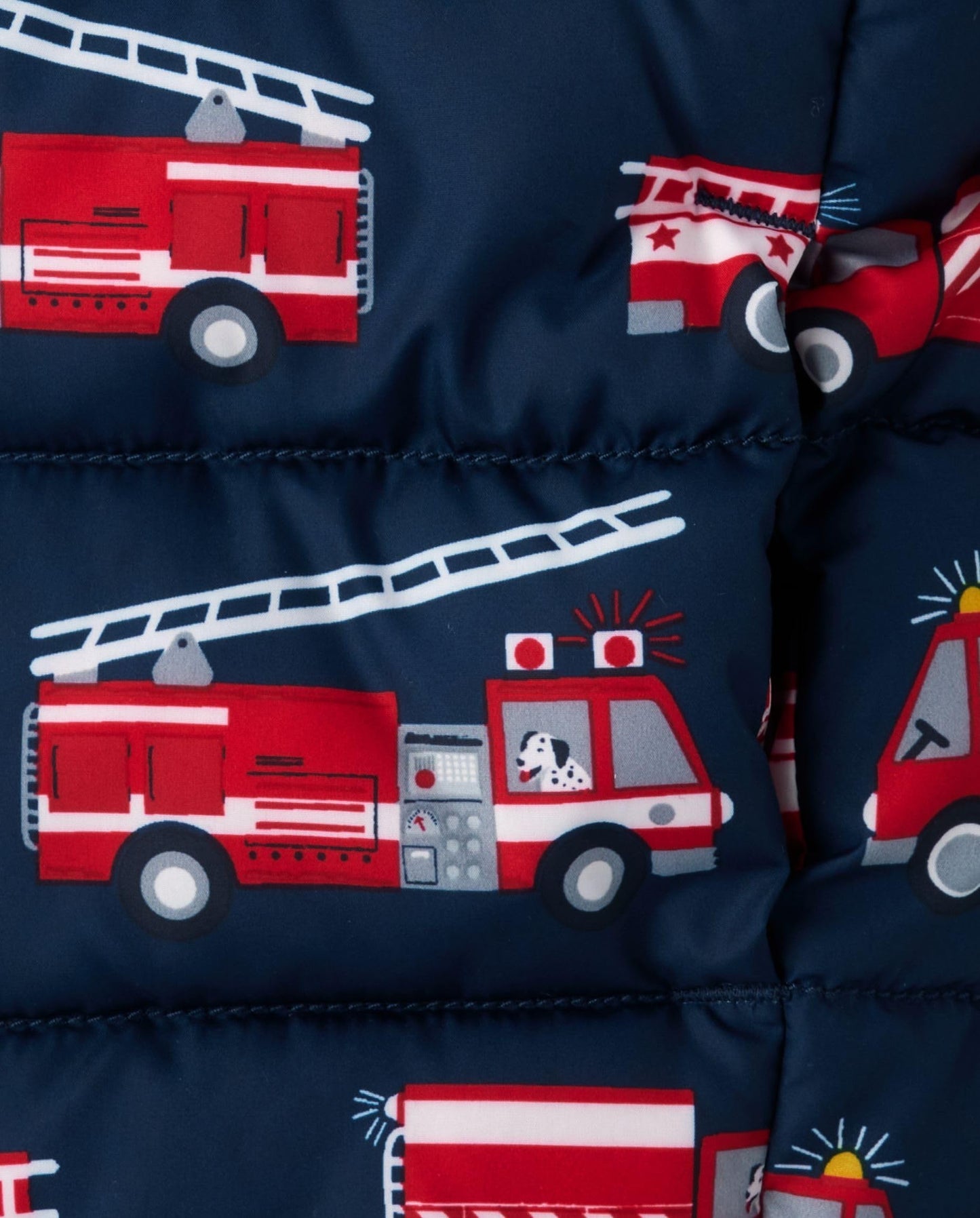 The Children'S Place Baby Boys' And Toddler Medium Weight Puffer Jacket, Wind, Water-Resistant, Blue Firetrucks