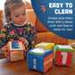 Constructive Playthings Customizable Stacking Block Toys with Photo Pockets for Ages 12 Months+, Toddler Soft Foam Building Bloc