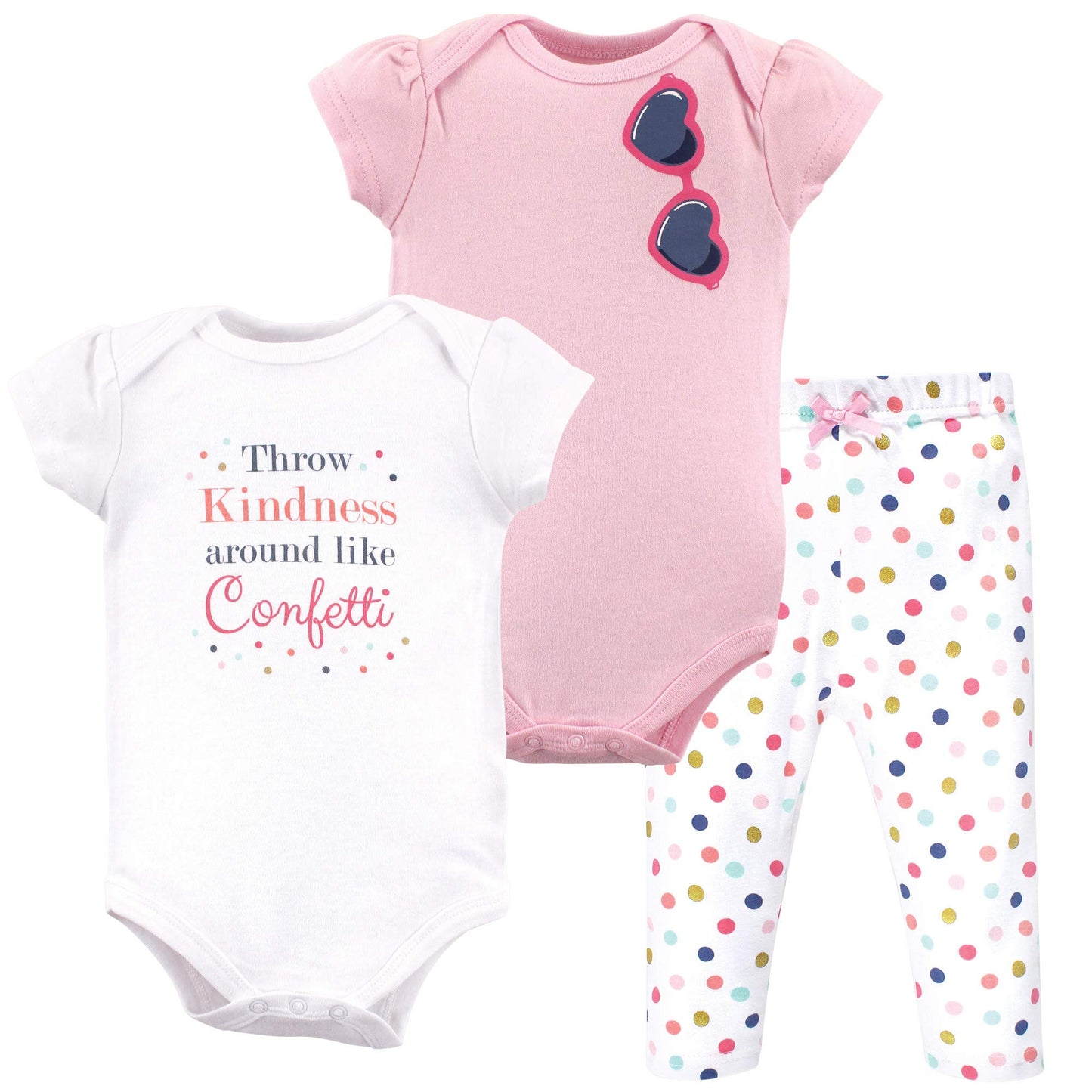 Little Treasure Unisex Baby Cotton Bodysuit And Pant Set, Confetti, 0-3 Months