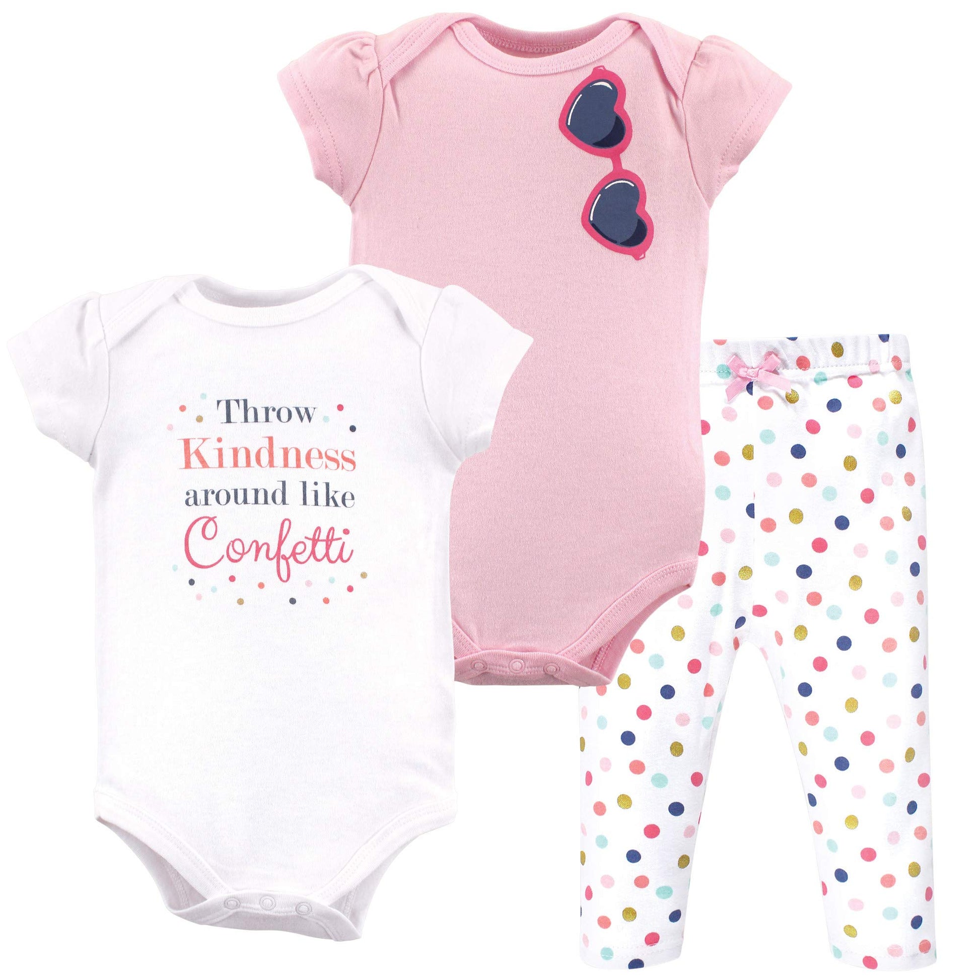 Little Treasure Unisex Baby Cotton Bodysuit And Pant Set, Confetti, 0-3 Months