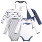 Touched By Nature Baby Organic Cotton Long-Sleeve Bodysuits, Blue Whale, 18-24 Months
