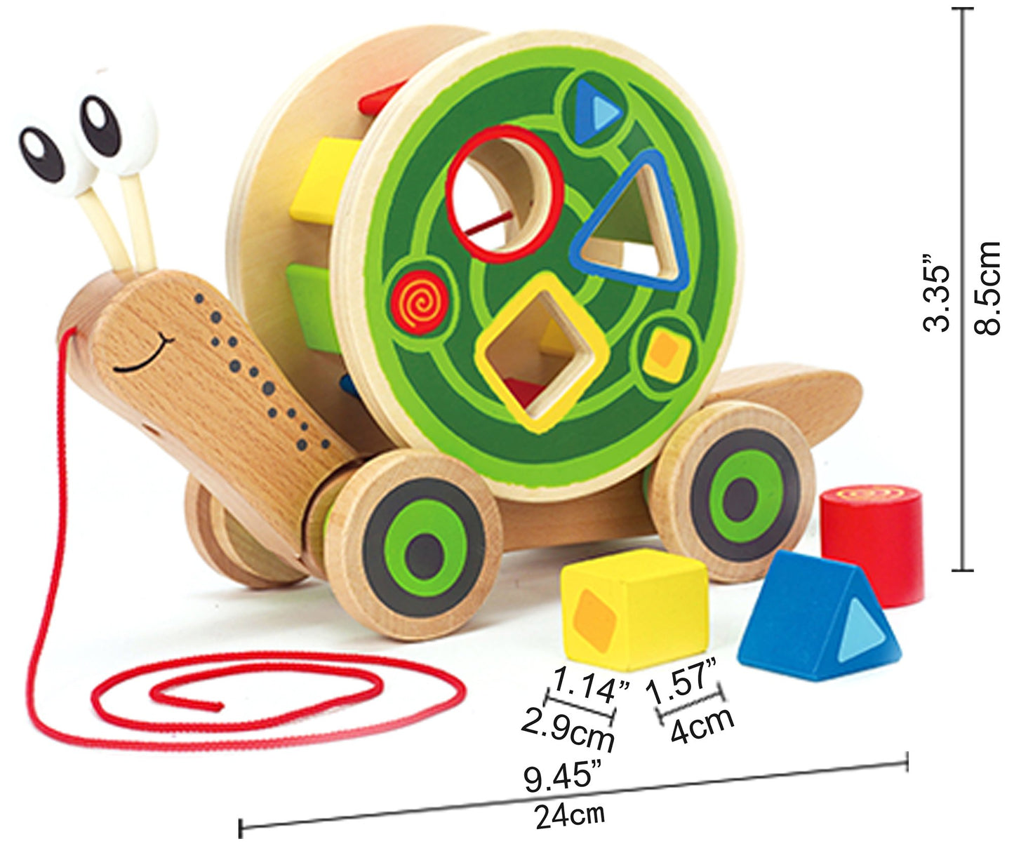 Award Winning Hape Walk-A-Long Snail Toddler Wooden Pull Toy, L: 11.9, W: 4.4, H: 7.3 inch