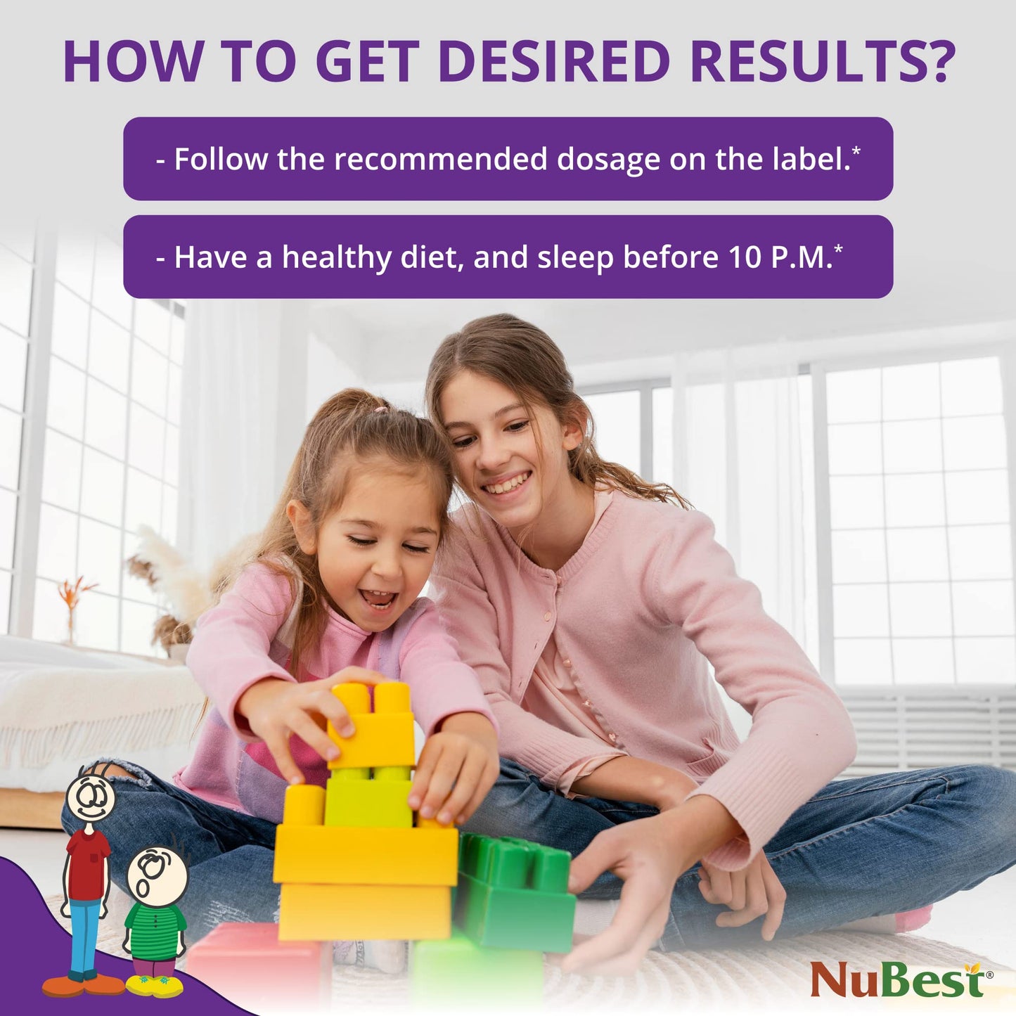 NuBest Tall Kids - Multivitamins & Minerals for Age 2 to 9 - Bone Strength & Immunity Support - Helps Kids, Toddlers Healthy - A