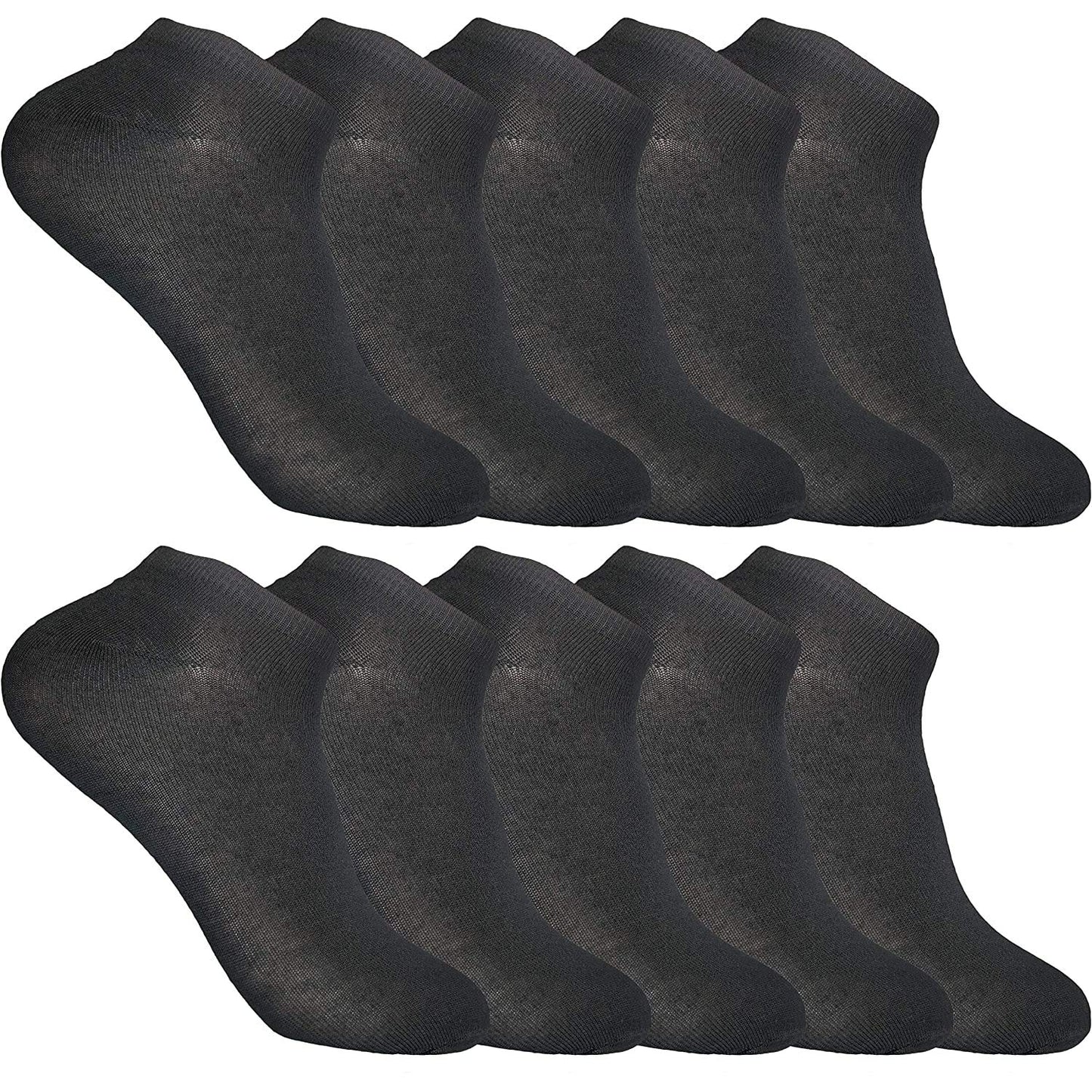 Cozyway Cotton Ankle Length Socks For Men Pack Of 10 (Black)