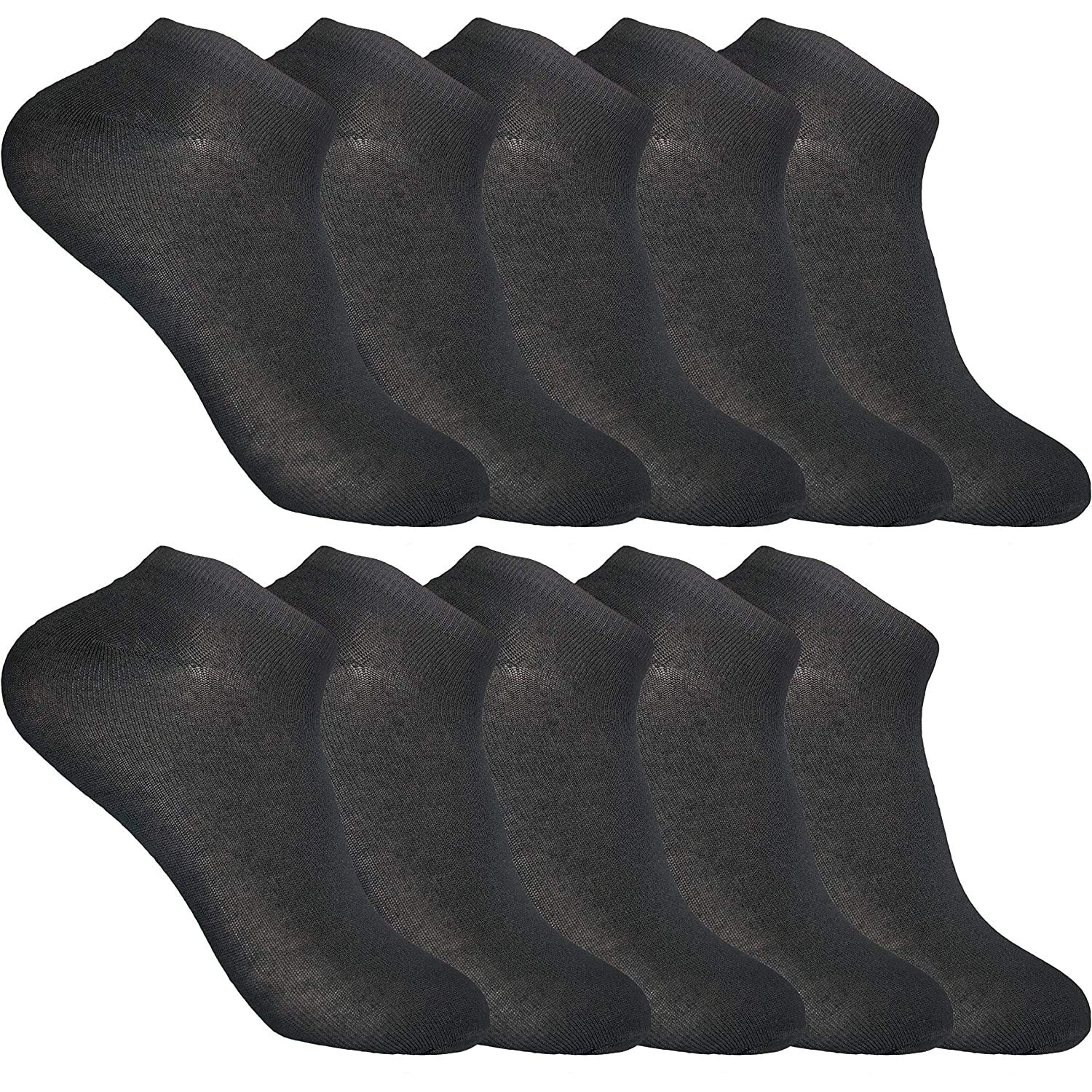 Cozyway Cotton Ankle Length Socks For Men Pack Of 10 (Black)
