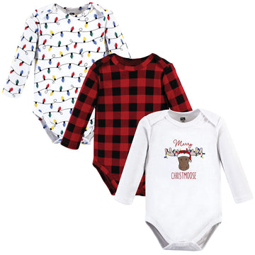 Hudson Baby Unisex Cotton Long-Sleeve Bodysuits And Toddler T-Shirt Set, Christmoose, 6-9 Months Us