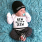 Baby Boy Clothes Preemie Clothes Boys Baby Outfits New To The Crew Print Romper Long Pants Little Man Hat 3Pcs Cute Baby Boy Out