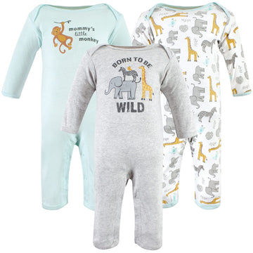 Hudson Baby Girls Unisex Cotton Coveralls, Little Monkey, 3-6 Months, Little Monkey, 3-6 Months Us