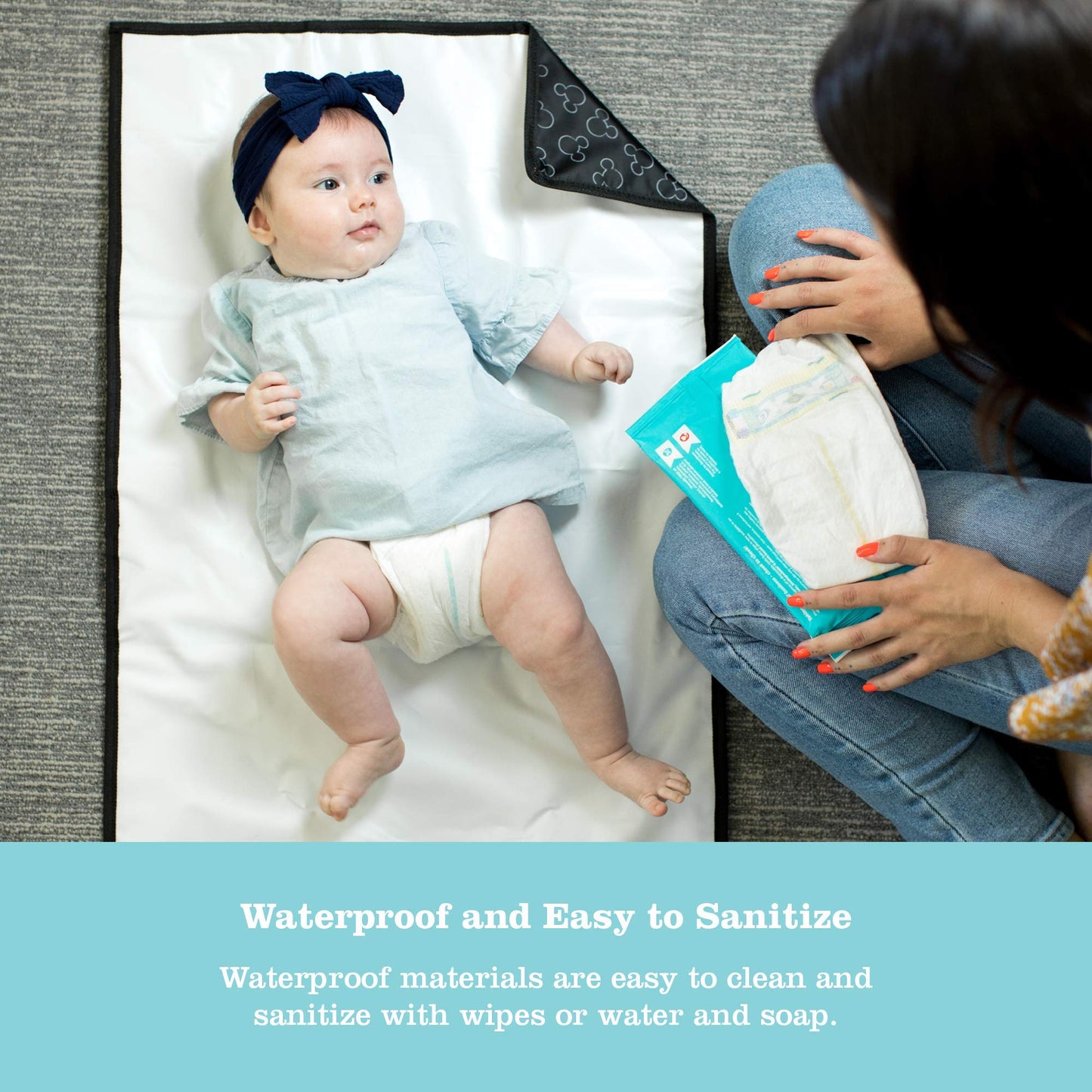 Disney Baby By J.L. Childress Full Body Portable Changing Pad - Disney Travel Essential - Padded, Waterproof, Foldable Diaper Ch