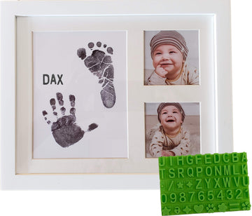 Ultimate Baby Ink Hand & Footprint Kit - Safe Ink Pad Stamp, Paper, Frame, & Stencil For Baby Shower, Registry, Newborn, New Mom