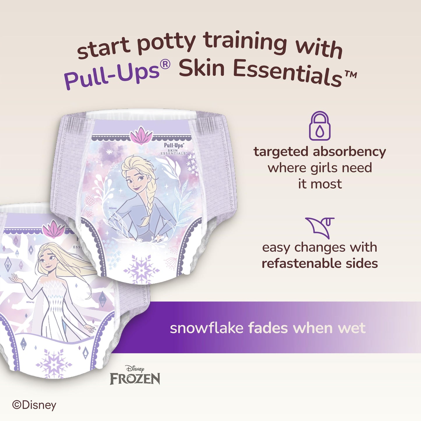 Pull-Ups Girls' Skin Essentials Potty Training Pants, Training Underwear, 2T-3T (16-34 Lbs), 18 Ct