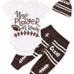 Aslaylme Newborn Baby Boy Clothes Coming Home Outfit New Player In Town Football Romper (Brown, 0-3 Months)