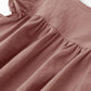 Lyxiof Toddler Baby Girl Cotton Linen Dress Ruffle Sleeve Halter Sleeveless Kids Casual Dresses Dark Pink 110Cm