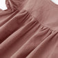 Lyxiof Toddler Baby Girl Cotton Linen Dress Ruffle Sleeve Halter Sleeveless Kids Casual Dresses Dark Pink 80Cm
