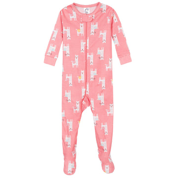 Gerber Baby Girls' Toddler 2-Pack Footed Pajamas, Llama Pink, 3T