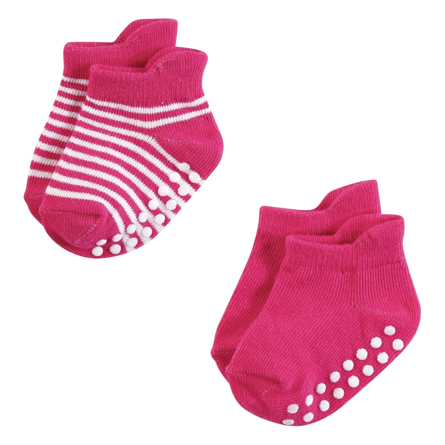 Hudson Baby Unisex Baby Non-Skid No-Show Socks, Pink Lilac, 12-24 Months