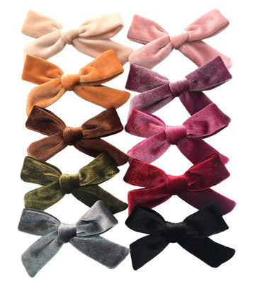 Fall Baby Girls Velvet Hair Bow Clips, 10Pcs Boutique 4' Bow Hair Alligator Clips Accessories For Toddlers, Little Girls, Schoo